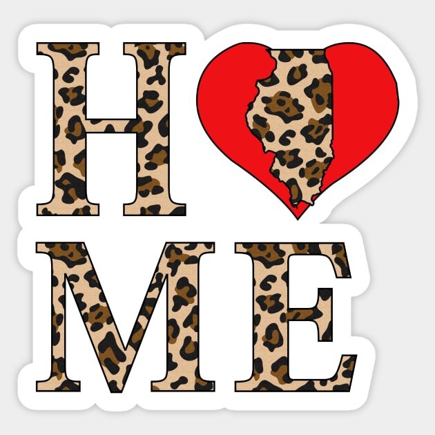 Illinois Home Leopard Print Sticker by SunburstGeo